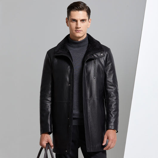 Chaqueta de Cuero Premium para Hombre con Forro Polar Grueso