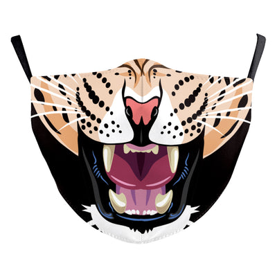 Blue double-layer ear-hanging face mask with a colorful Day of the Dead and cartoon skull pattern. - Image 13