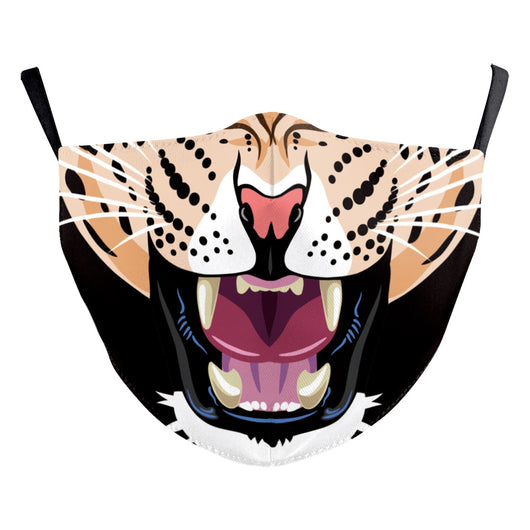 Blue double-layer ear-hanging face mask with a colorful Day of the Dead and cartoon skull pattern. - Image 13