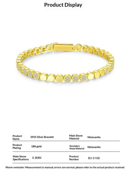 Pulsera de Moissanita Redonda Plateada en Oro - Diseño Burbuja Exclusivo para Mujer - Image 7