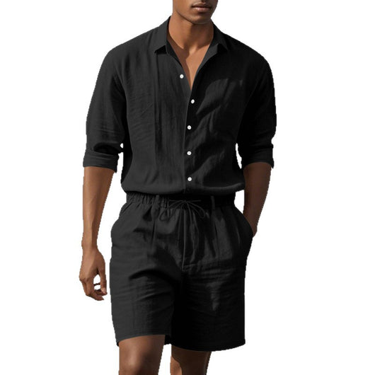 Conjunto de Playa: Camisa Manga Larga y Shorts Casuales - Image 5
