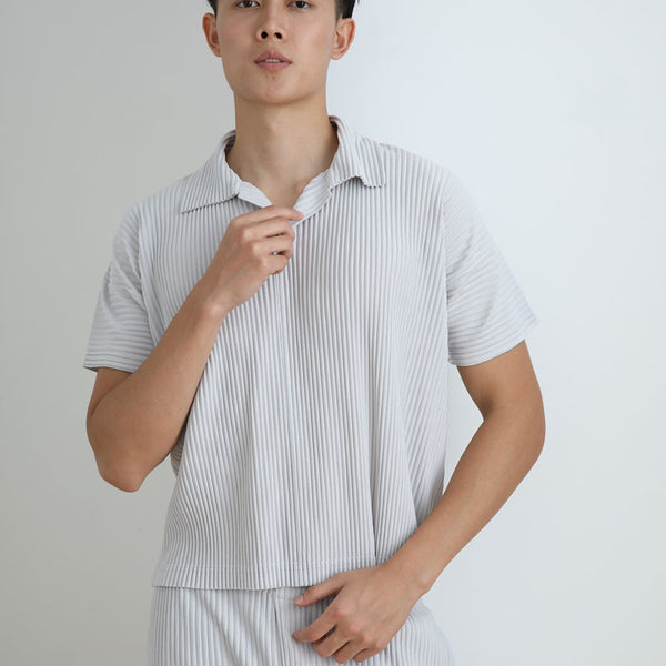 Polo Miyake Hombre Manga Corta - Diseño Plisado Tendencia Moda