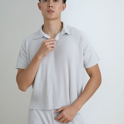 Polo Miyake Hombre Manga Corta - Diseño Plisado Tendencia Moda