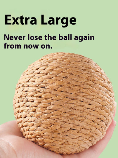 Oversized sisal ball cat toy in natural primary color, displayed on a light beige pedestal. - Image 10