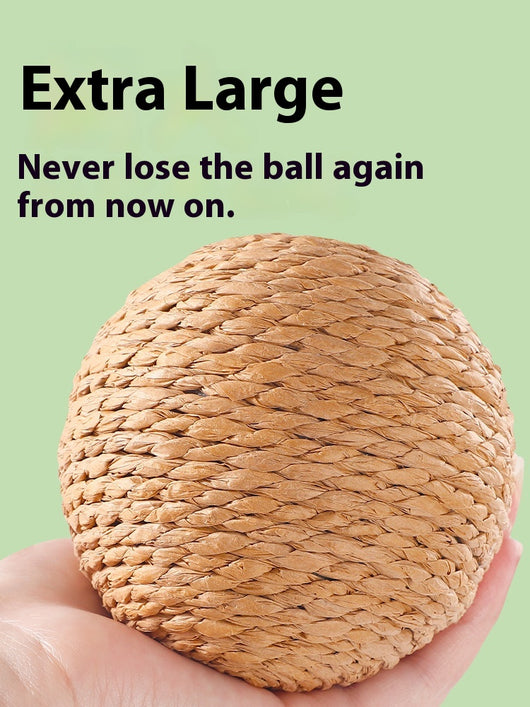 Oversized sisal ball cat toy in natural primary color, displayed on a light beige pedestal. - Image 10