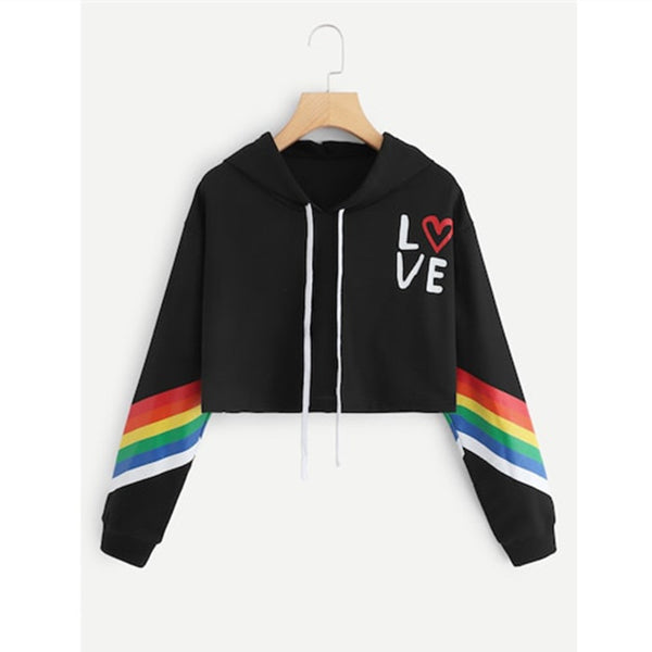Sudadera con Capucha a Rayas Arcoíris para Mujer - Image 12