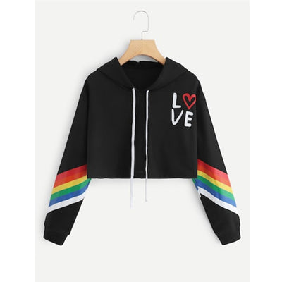 Sudadera con Capucha a Rayas Arcoíris para Mujer - Image 12