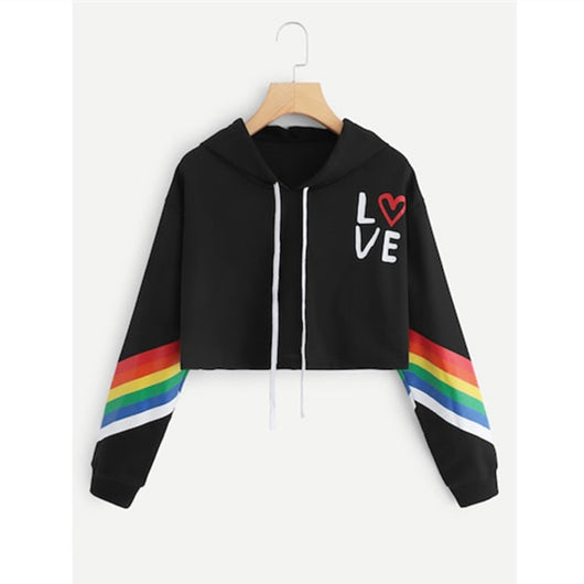 Sudadera con Capucha a Rayas Arcoíris para Mujer - Image 12