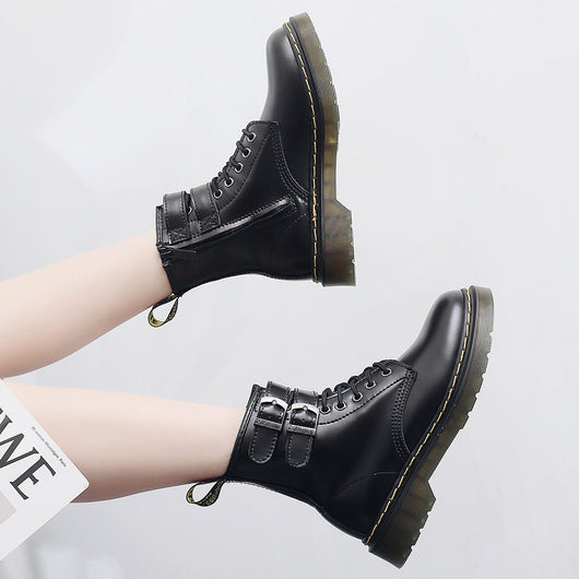 Botas Motociclistas de Cuero para Mujer Estilo Británico - Image 4