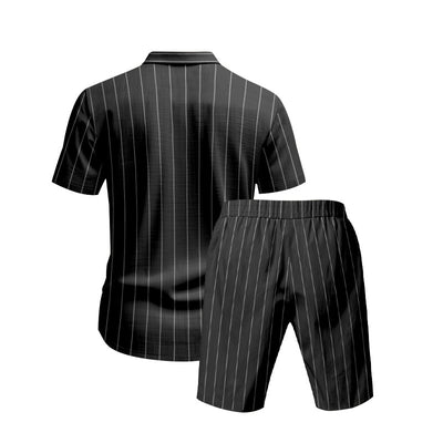 Conjunto de Dos Piezas: Camisa Jacquard a Rayas y Shorts para Playa - Image 20