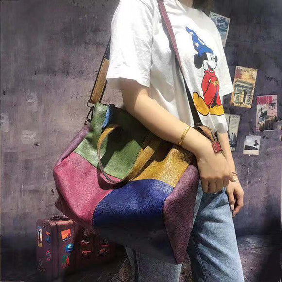 Bolsa Mensajera de Cuero Genuino Vintage con Acabado Cepillado