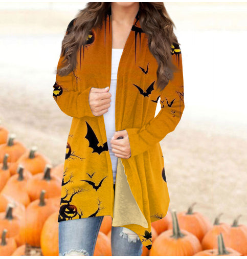 Cardigan Casual con Estampado Digital de Halloween para Mujer - Image 10