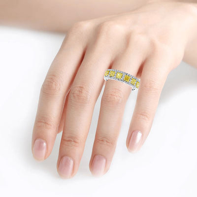 Anillo de Diamante Amarillo Chapado en Oro con Plata 925 - Image 3