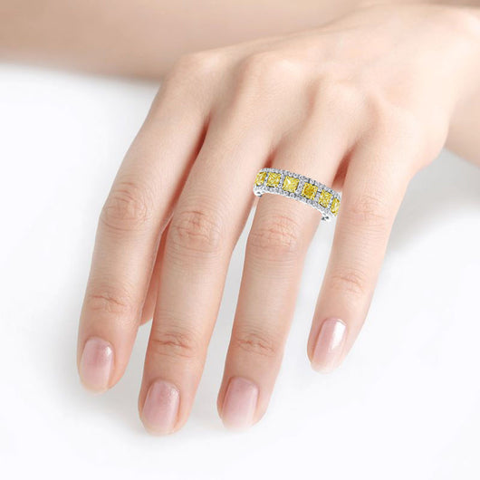 Anillo de Diamante Amarillo Chapado en Oro con Plata 925 - Image 3