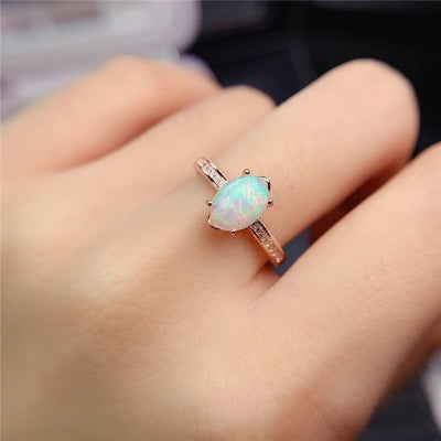 Anillo de Ópalo Natural Multicolor en Plata 925 Chapada en Oro
