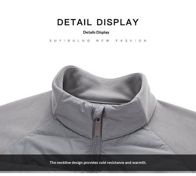 Chaqueta Acolchada de Plumón Ligera y Cálida con Cuello Alzado y Parches - Image 21
