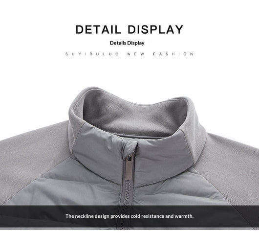 Chaqueta Acolchada de Plumón Ligera y Cálida con Cuello Alzado y Parches - Image 21