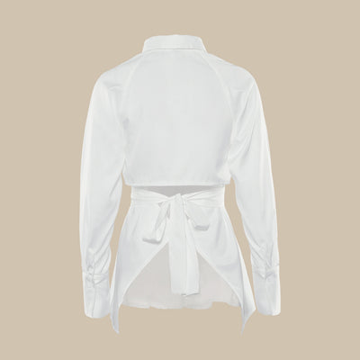Camisa Blanca Ajustada de Manga Larga con Cintura Definida - Image 9