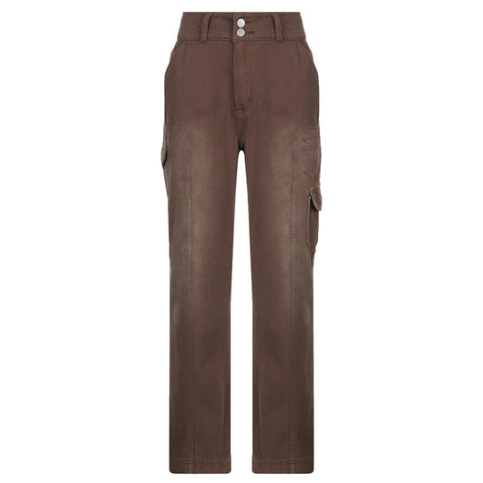 Pantalón Recto Ancho de Cintura Alta con Bolsillos - Image 10