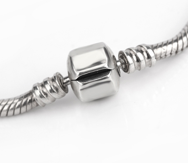 Cadena Eslabón Serpiente Plata de Ley con Cierre Oro Rosa
