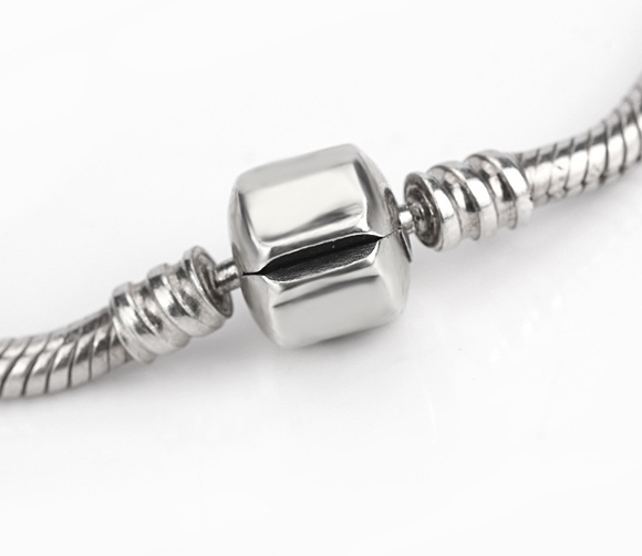Cadena Eslabón Serpiente Plata de Ley con Cierre Oro Rosa