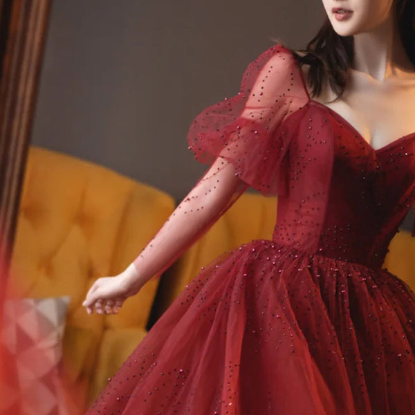 Vestido de Banquete Elegante con Mangas Largas para Mujer