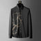 Men's Slim Fit Long Sleeve Shirt with Rhinestones and Non-Iron Effect