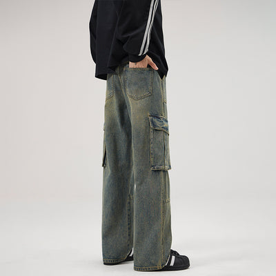 Pantalones Vaqueros Vintage Estilo Americano con Múltiples Bolsillos - Image 3