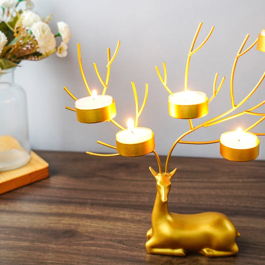 Candelabro Navideño de Hierro Forjado con Reno - Decoración Romántica - Image 16