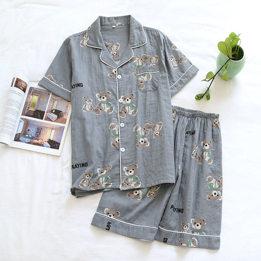 Pijama Corto para Parejas - Conjunto de Casa Cómodo para Primavera y Otoño - Image 5