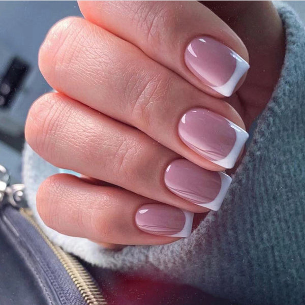 Parches de Uñas Francesas Borde Blanco - Uso Prolongado