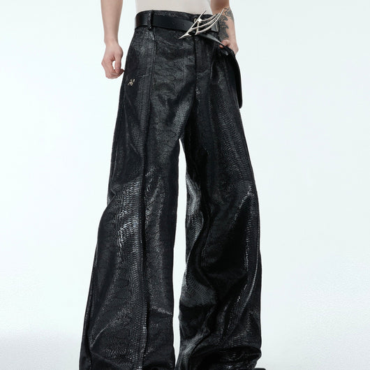 Pantalones Rectos Casuales de Textura Pesada - Corte Suelto y Cómodo