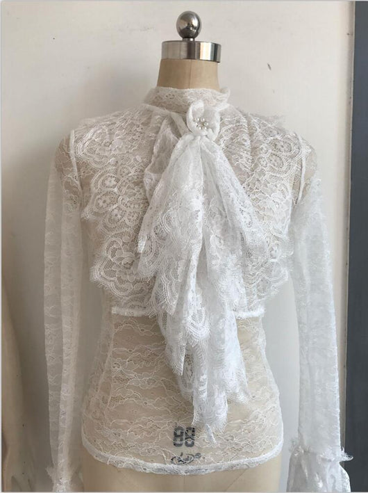 Blusa Ajustada de Encaje con Mangas Largas para Mujer - Image 8
