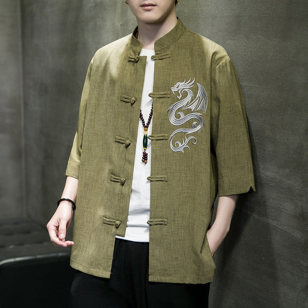 Camisa Hanfu Oversized de Seda Helada con Botones de Rana - Estilo Tradicional Moderno
