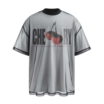 Camiseta Hombre Estampado Cereza Diseño Letras - Doble Capa Manga Corta - Image 2