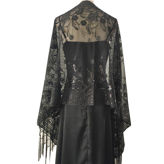 Chal de Gala Elegante con Lentejuelas y Borlas para Novia - Image 15