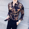 Camisa Estampada Manga Larga Ajuste Slim Estilo Coreano