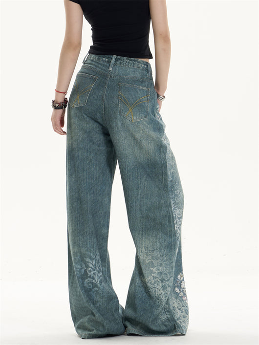 Pantalones Jeans Anchos con Estampado de Moño - Image 14