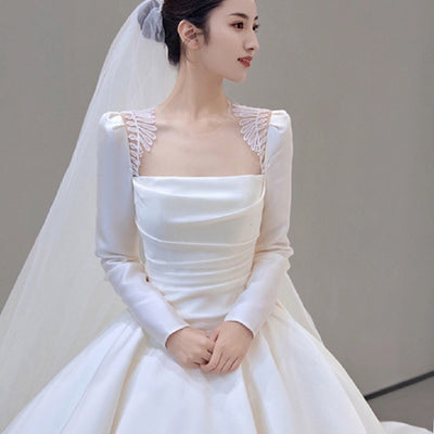 Vestido de Novia Satinado con Mangas Largas - Image 12