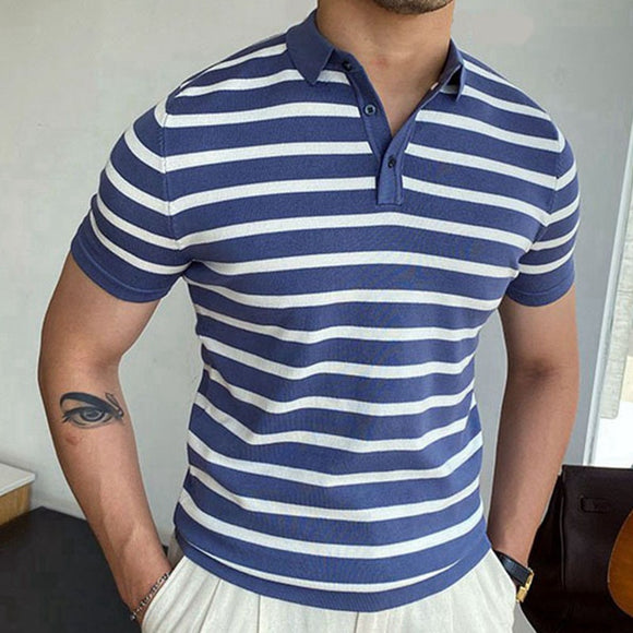 Polo de Negocios a Rayas Azules para Hombre