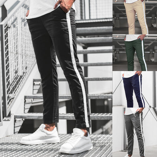 Pantalones Slim Ajustados con Rayas Horizontales para Hombre