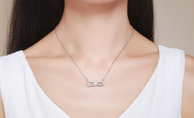 Collar de Plata Corazón Infinito - Cadena de Clavícula con 8 Caracteres S925 - Image 7