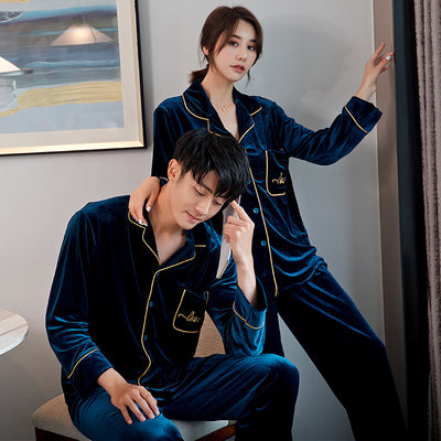 Pijamas para Parejas Terciopelo Rojo Dorado - Manga Larga Otoño Primavera - Image 8