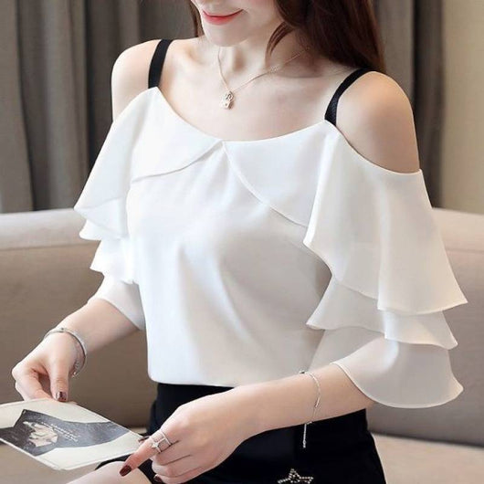Blusa Dos Piezas de Chifón y Malla para Verano - Image 13