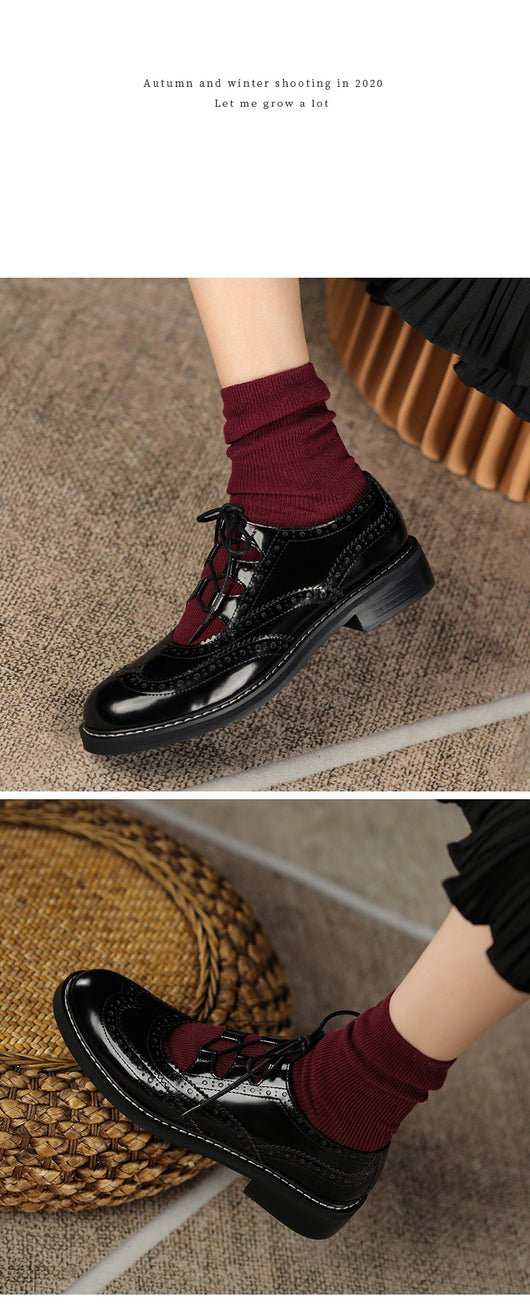 Mocasines Retro Franceses para Mujer con Cordones y Cuero Charolado Tallado - Image 18