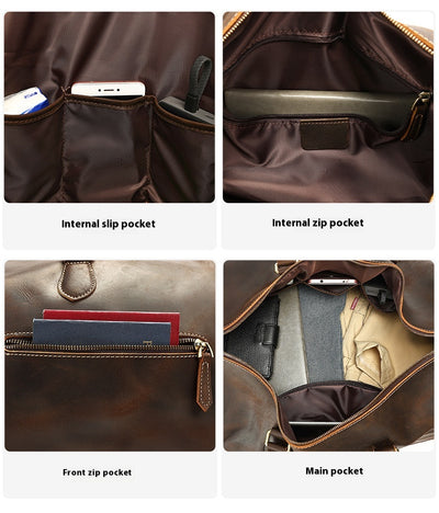Bolso Bandolera de Cuero Vintage con Gran Capacidad para Viajes - Image 17