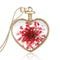 Round Pendant Necklace Gold Silver Color Bead Chain Colorful Specimen Dried Flower Necklace Red