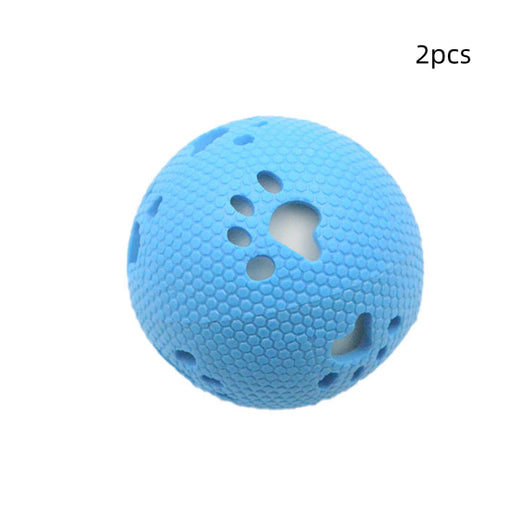 Green TPR hollow pet ball with honeycomb texture and paw print cutouts, designed for play. - Image 6