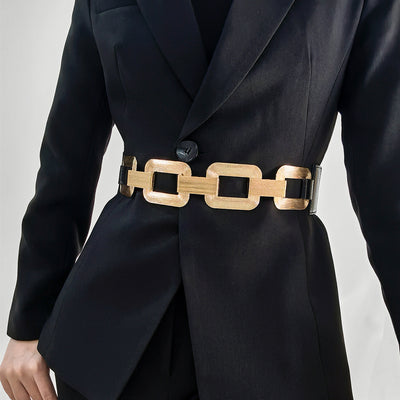 Cinturón Elástico Dorado y Negro con Cierre de Metal - Accesorio de Moda para Vestidos y Abrigos - Image 15