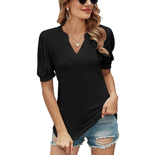 Blusa Casual Mujer Cuello V con Mangas Abullonadas Suelta - Image 20